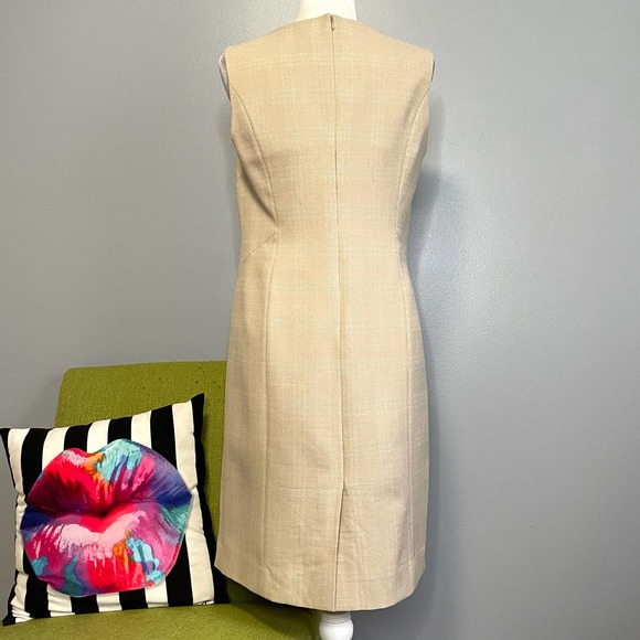 Anne Klein Tan Plaid Sleeveless Sheath Dress 10 Work Cocktail - Picture 5 of 5